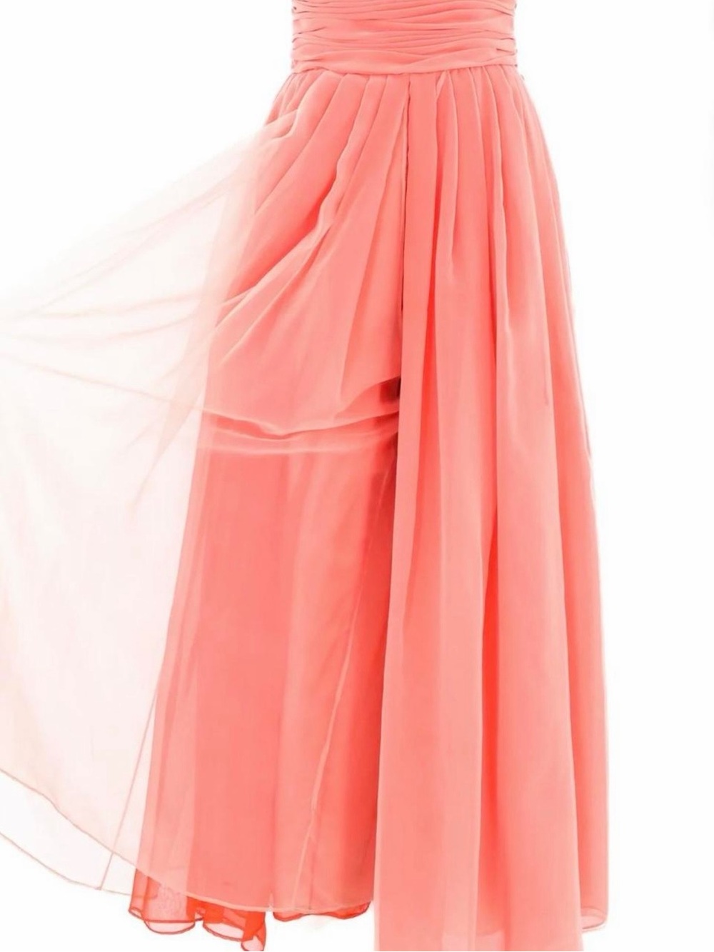 Victor Costa Coral-Peach Chiffon Maxi Skirt